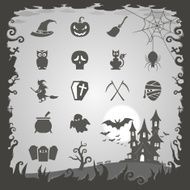 Halloween icons with background