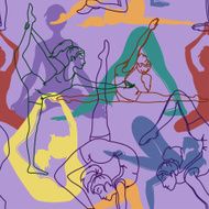 Seamless pattern of yoga poses
