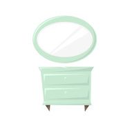 Bedside table and mirror isolated on a white backgrounds