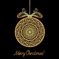 Shining golden Christmas ball isolated