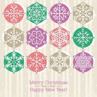 retro christmas background with hand draw snowflakes
