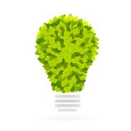 Electric lamp symbol with leaves texture Vector illustration