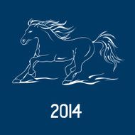 Illustration with New Year symbol of horse N2