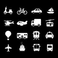 Transportation Icon set - White