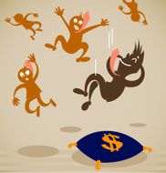 businessman falls on a soft pillow