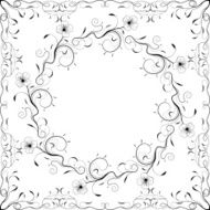 Floral frame black and white Vector illustration