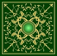 Gold ornament on green background