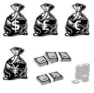 Money Bags and Cash Icons