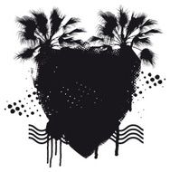 surf grunge shield with palm and wave