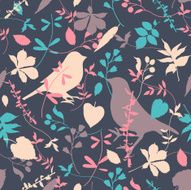 Floral seamless with birds N2