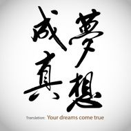 Chinese calligraphy Your dreams come true N3