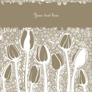 Vector background for greeting card with artistic tulip flowers