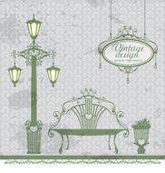 Street light garden bench flower bed N2