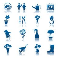 Flowers and gardening icon set