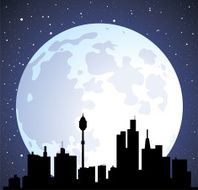 vector town background and moon