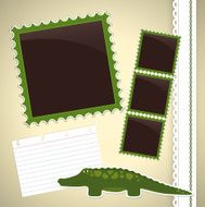 Photo album page with crocodile