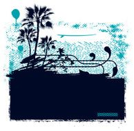 surf banner with grunge background and summer scene