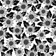 sunflower flower black isolated seamless