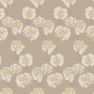 Seamless pattern with decorative poppy flowers on spotted background