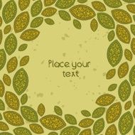 Abstract background of green leaves around the text