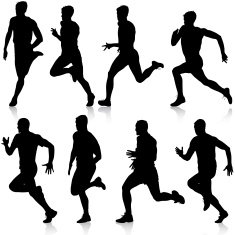 Set of silhouettes Runners on sprint men vector illustration N4