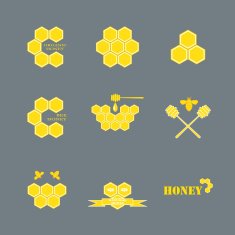 set of logos for honey products