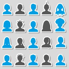 men and women head simple avatar stickers set eps10