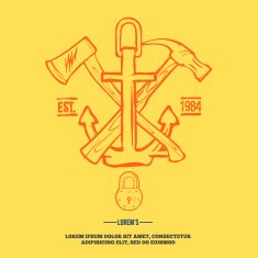 Vintage design elements labels anchor with crossed axe and humme N2