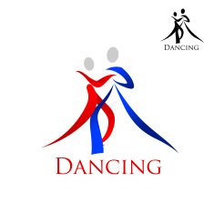 Sports emblem with dancing people silhouettes N2