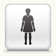 Square Button with Woman Standing
