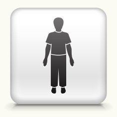 Square Button with Man Standing