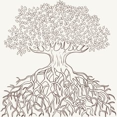 Abstract tree with branches and roots silhouette