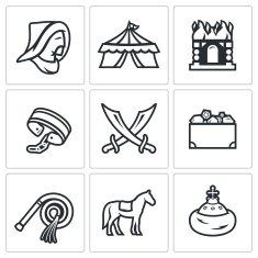 Mongol-Tatar yoke icons set Vector Illustration N2