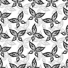 Seamless background butterflies contours N4