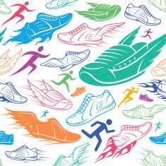 Sport Shoes Running Man Background Seamles Pattern Icons