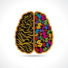 Conceptual idea silhouette image of brain with dollar symbol