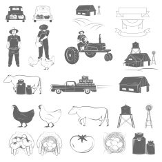 Farming Two-color Icon Set Vector Illustration