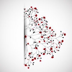 Abstract nature background with red flowers Vector N5