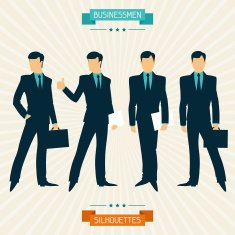 Silhouettes of businessmen in retro style N2