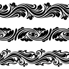 Set of vintage horizontal seamless vignettes Vector illustration