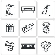 Biathlon icons set Vector Illustration