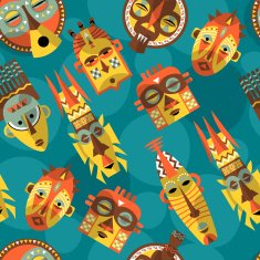 African masks Seamless background pattern