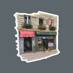 Hand drawn Paris outdoor cafe vector illustration N2