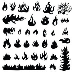 Fire flames set icons vector illustration