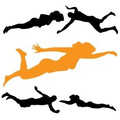 Vector silhouette of people who swim N2