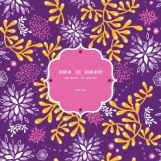 Purple and gold underwater plants frame seamless pattern background