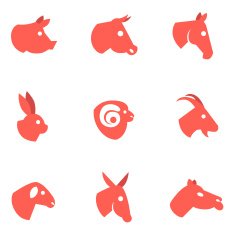 Farm animal flat icons