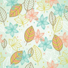 Seamless pattern with leaves and flowers N3