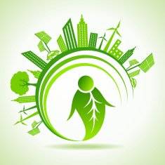 Ecology concept with eco cityscape