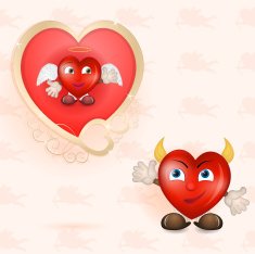 Golden heart picture with cartoon hearts N2